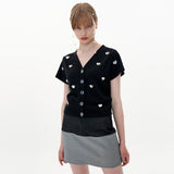 Heart Cardigan [Black] (6593759641718)