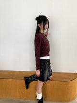 Poltz y2k pleated mini denim skirt