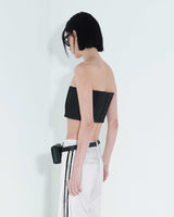 ローエッジボタンチューブトップ / Raw Edge Button Tube Top _ Black