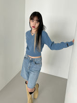 ウールVネッククロップニット/Wool V-neck Crop Knit (10color)