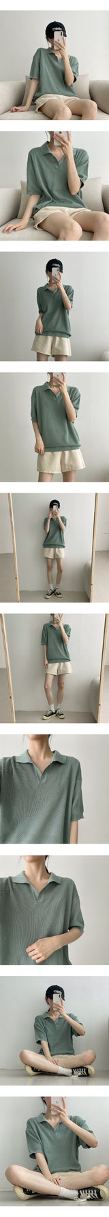 デリカラー半袖ニット / Deli Collar Short-Sleeved Knitwear