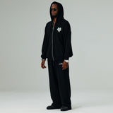 ハートプリンティングフードジップアップ/HEART PRINTING HOOD ZIP-UP-BLACK