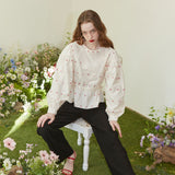 Stripe Flower Blouse (Ivory) (6681239584886)