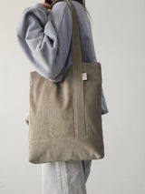 Corduroy simple line bag - khaki gray