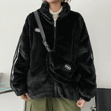 [Bag Set] Quilted Lining Tap Line Fur Zip-Up Jumper
