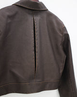 クラシックレザークロップドブルゾンジャケット / Classic leather cropped blouson jacket