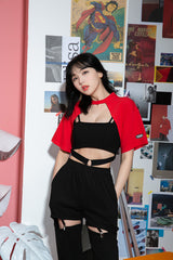 CMショートスリーブショルダークロップTシャツ/TOP(8607) CM Short Sleeve Shoulder Crop Tee