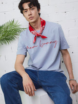 ムーンバニーレタリング刺繍Tシャツ/MOON BUNNY  LETTERING EMBROIDERY T-SHIRT PALE BLUE (6586883145846)