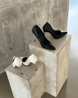 Silver-grooved Stelleto high heels