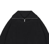 neck warmer wide collar zip-up knit black (6615475650678)