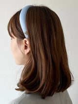 ビンテージムードカメオサテンボリュームヘアバンド [ブルー]