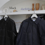 Youth Denim Crop Shirt Jacket (2color) (6674919915638)