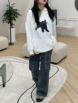 ブラックキャットフードTシャツ