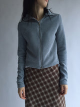 Turtleneck ribbed zip-up