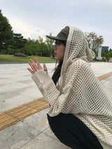 ネッティングニットフードジップアップ