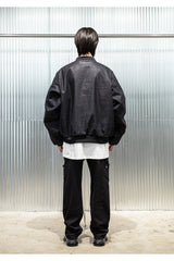 クラックコーテッドデニムMA-1ジャンパー / CRACK COATED DENIM MA-1 JUMPER