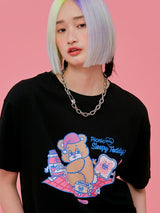 21SS Sleepy Teddy 1/2 T-Shirt BLACK (6552553291894)