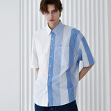 SOLID & MULTI STRIPE HALF SHIRT BLUE (6566875070582)