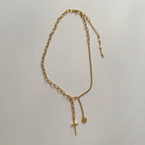クロスコイン2WAYボールドショートロングネックレス / soe Cross Coin Two Way Bold Short Long Necklace