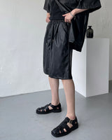 SI レザーバミューダバンディングパンツ / SI Leather Bermuda banding pants