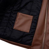 [UNISEX] Faux-Shearling and Leather Coat (Brown) (6656031850614)