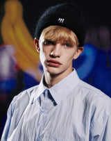 ミーロゴアンゴラビーニー/mii LOGO ANGORA BEANIE BLACK