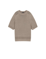 【OUTLET】OVERSIZED FISHNET DETAIL SS SWEATER BEIGE
