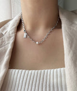huu サージカルスチールヒップフレッシュウォーターパールボールド3ウェイネックレス / huu Surgical Steel Hip Fresh Water Pearl Bold Three-Way Necklace