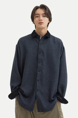 コントラスティングポイントコーデュロイシャツ/Contrasting point corduroy shirt S112 Navy&Black