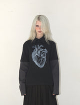 Heart PK layered long sleeve BLACK