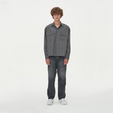 TWO POCKET HIDDEN BUTTONS SHIRTS_CHARCOAL (6612826259574)