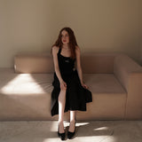 Black Long Wrap Skirts