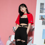 CMショートスリーブショルダークロップTシャツ/TOP(8607) CM Short Sleeve Shoulder Crop Tee