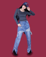 レイヤードスカートデニムパンツ / layered skirt denim pants