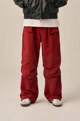 VOLUME POCKET PINTUCK PANTS - BURGUNDY