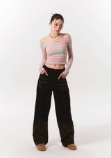 smooth off shoulder top - pink stripe