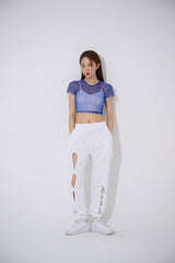 4ライン メッシュ クロップ Tシャツ / TOP(9360) 4 Line Mesh Crop Tee