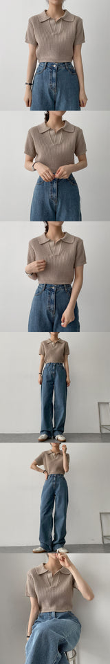 ピングハチカラーショートスリーブニットウェア / Ping Hachi Collar Short-sleeved Knitwear