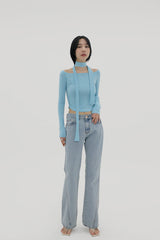 オフショルダーTシャツ / Off Shoulder Scarf T-Shirt (3color)