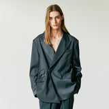 MAXIMAL DOUBLE BREASTED HIDDEN BUTTON BLAZER GREY