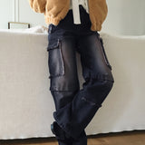Carple カープル ヴィンテージ ダメージ カーゴ ウォッシュカット ロング ワイド デニム パンツ
