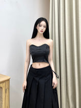 ベターラップアンバランスロングプリーツスカ－ト/797. Better wrap unbal long pleats sk (2color)