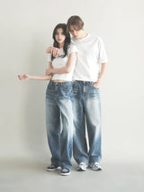 ブラッシュワイドデニムパンツ / M194 BRUSH WIDE DENIM PANTS_DEEP BLUE