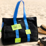 コットン 2WAY キャンバスバッグ / COTTON 2WAY CANVAS BAG-BLACK+SKY