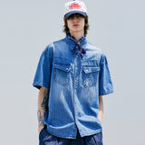 ウォッシュドデニムウェスタンシャツ / WASHED DENIM WESTERN SHIRT BLUE