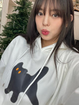 ブラックキャットフードTシャツ