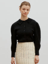 Double collar wrinkle blouse - Butter cream (6682219544694)
