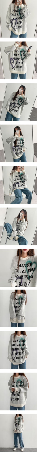 Heart, hip, vintage, lettering, boxy, round knitwear