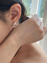 [92.5silver] matt heart one-touch earrings (wide ver.)