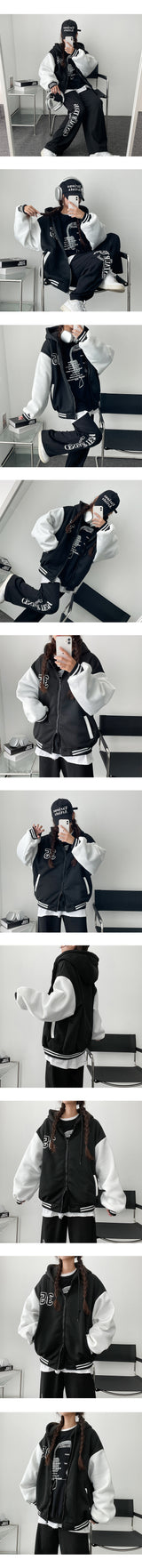 Bokin Fleece-Lined Two Way No. Ring Coloring Hooded Jumper